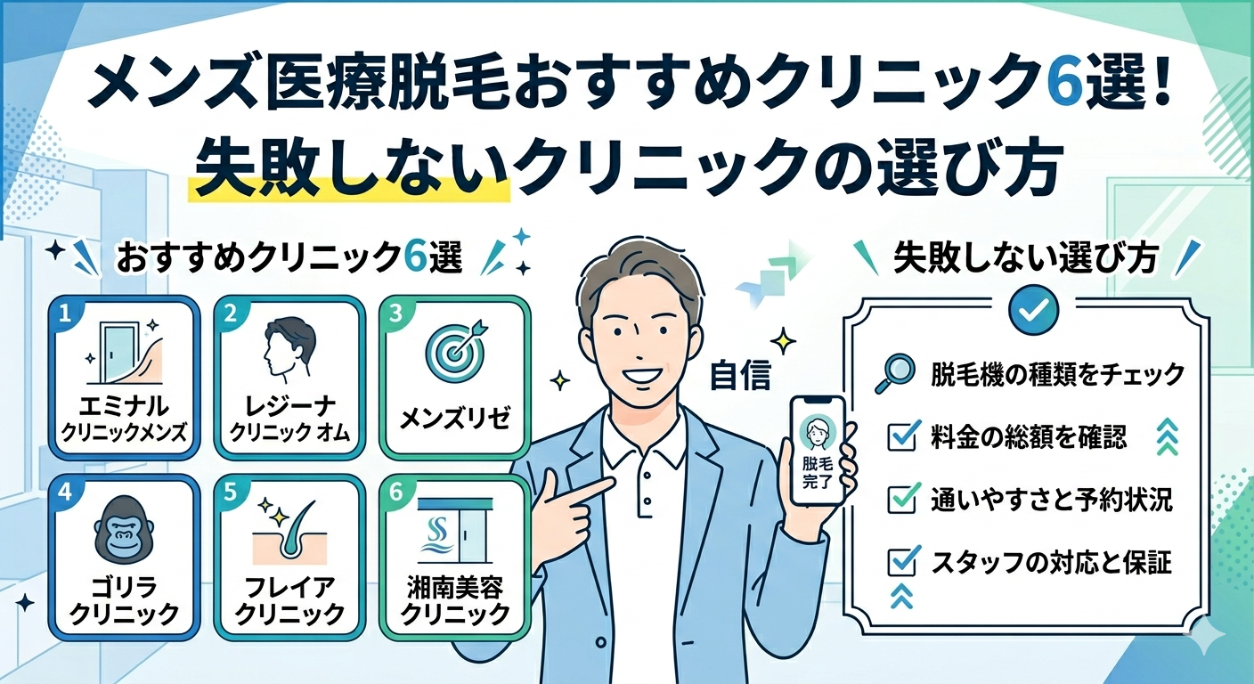 メンズ医療脱毛おすすめクリニック6選！失敗しないクリニックの選び方